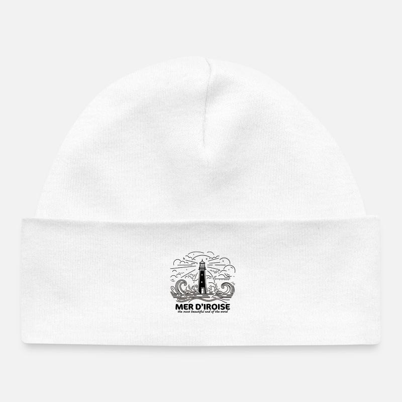 Cadeau Mer d'Iroise Souvenir Phare Finistère Bzh - Bonnet bébé bio - blanc