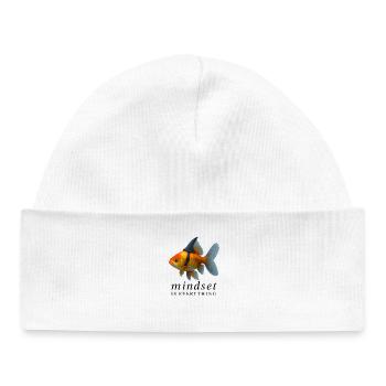 Mindset Poisson rouge avec casque, Dicton motivant - Bonnet bébé bio - blanc - Devant