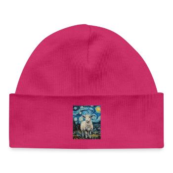 Mouton style Van Gogh Nuit étoilée - Bonnet bébé bio - blanc - Devant