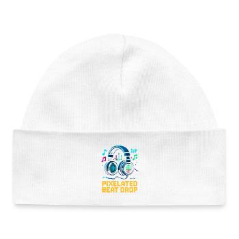 PIXELATED BEAT DROP Retro Pixel Kopfhörer 1UP - Baby Organic Mütze - Weiß - Vorne