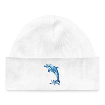 Geometrischer Delfin in Blau - Baby Organic Mütze - Weiß - Vorne