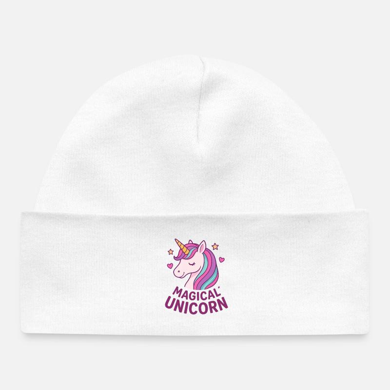 Licorne magique Pastel Shine - Bonnet bébé bio - blanc