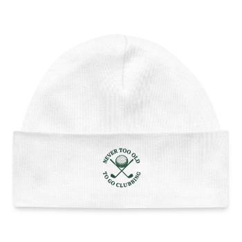 Jamais trop vieux pour aller en boîte de golf Drôle Design de golf - Bonnet bébé bio - blanc - Devant