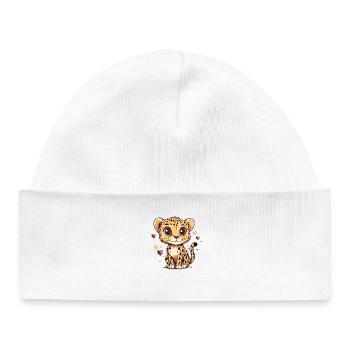Mignon léopard garçon coeur design - Bonnet bébé bio - blanc - Devant