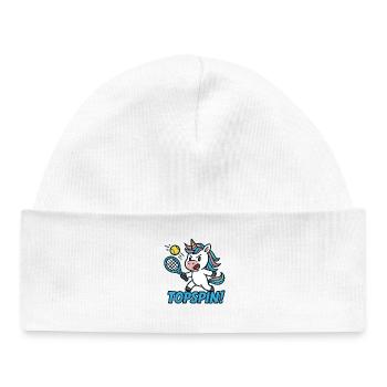 Topspin! Einhorn Tennis Humor Power - Baby Organic Mütze - Weiß - Vorne