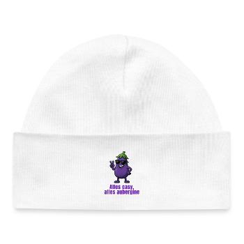 Aubergine - Tout est facile - Bonnet bébé bio - blanc - Devant