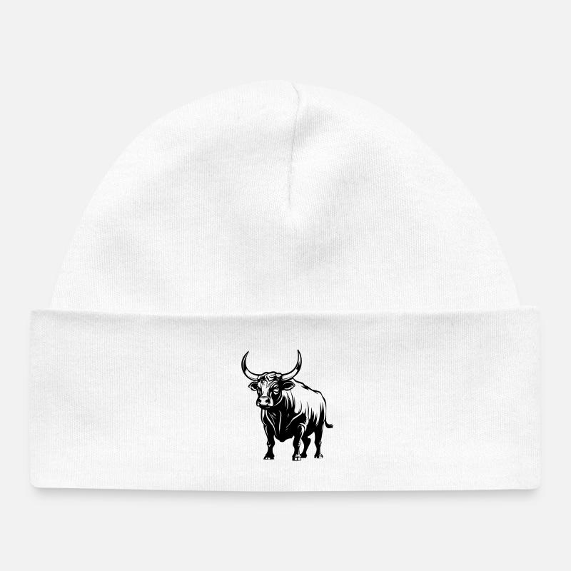Bull - Baby Organic Beanie - white