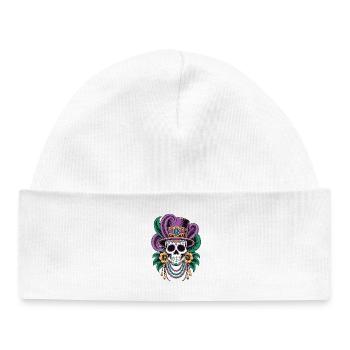 Mardi Gras Skull Mask Shirt - Baby Organic Beanie - white - Front