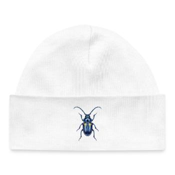 Aquarell eines metallisch blauen Skarabäus - Baby Organic Mütze - Weiß - Vorne