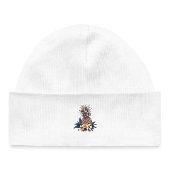 Motif de fleur d’ananas tropical - Bonnet bébé bio - blanc - Devant