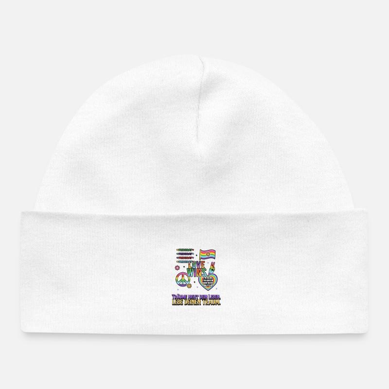 L’amour gagne la Fierté arc-en-ciel - Bonnet bébé bio - blanc