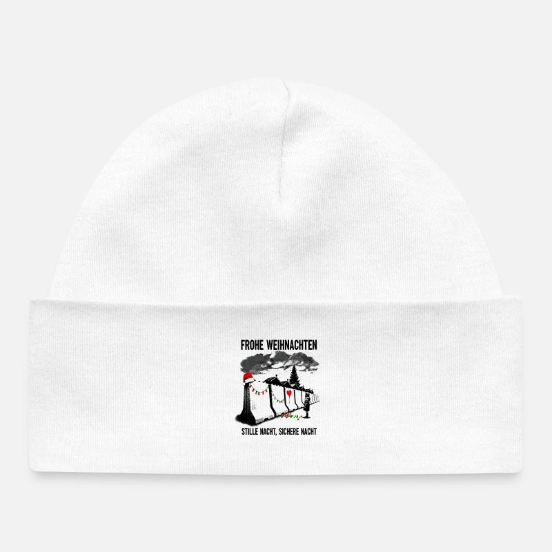 Douce nuit, nuit sûre - Satire de Noël - Bonnet bébé bio - blanc
