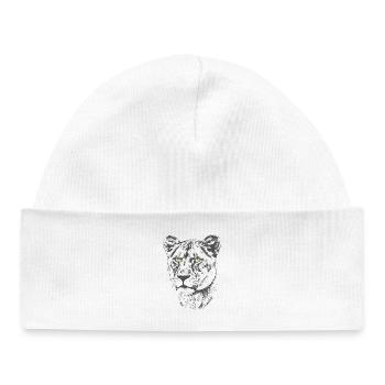 Lioness Yellow Eyes - Baby Organic Beanie - white - Front