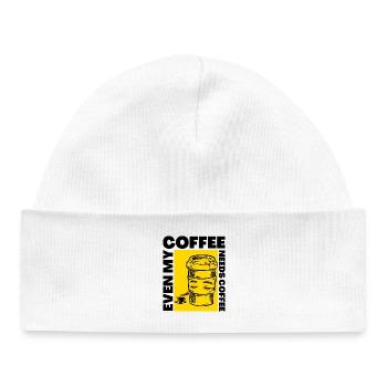 Even My Coffee Needs Coffee Funny Design - Baby Organic Beanie - white - Front