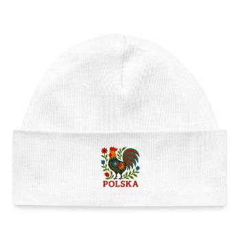 Polska Folk Embroidery Rooster - Baby Organic Beanie - white - Front