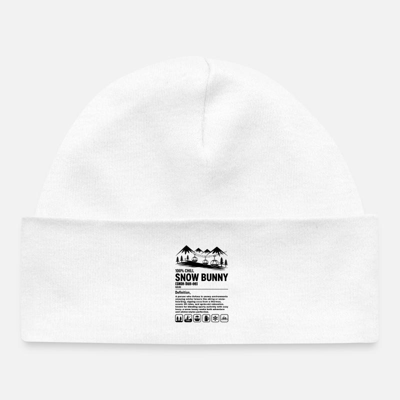 Définition décontractée du lapin des neiges Montagnes d’hiver - Bonnet bébé bio - blanc