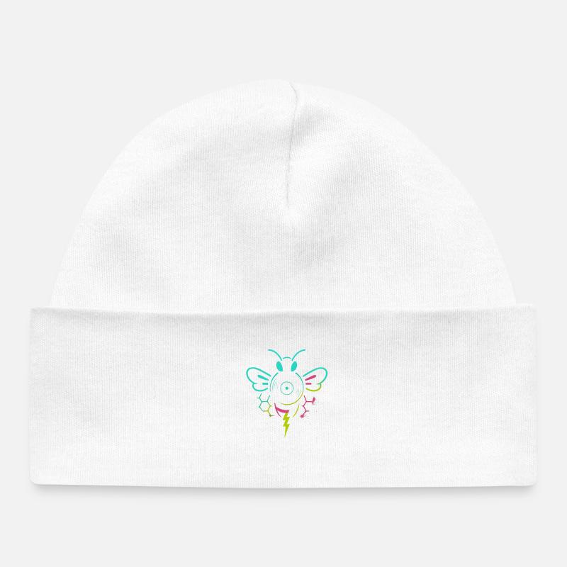 Music Bee avec Vinyl Beat et Blitz Power - Bonnet bébé bio - blanc