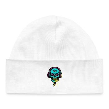 Neon Skull Headphones, Dark Rave Beats - Baby Organic Beanie - white - Front