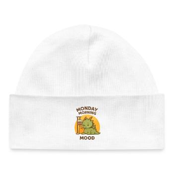 Tired Dragon Monday Morning Coffee Mood - Baby Organic Beanie - white - Front
