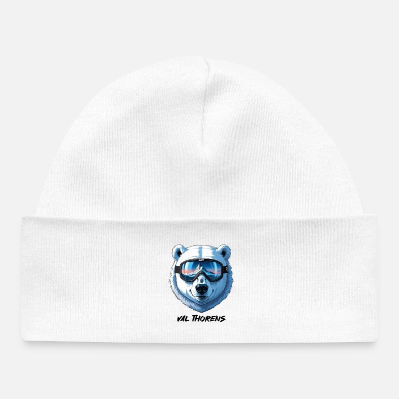 Cadeau Val Thorens Souvenir Ski 3 Vallées - Bonnet bébé bio - blanc