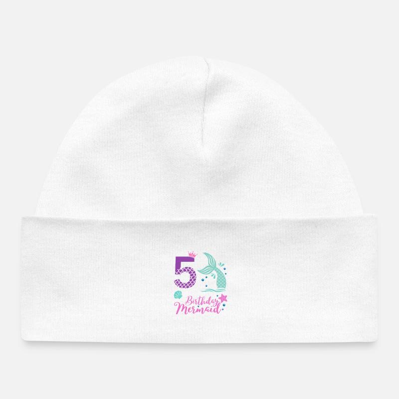 Sirène d’anniversaire – 5 ans de design - Bonnet bébé bio - blanc
