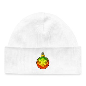 Christmas Ball Snowflake Ornament - Baby Organic Beanie - white - Front