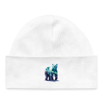 Wasserfarbener Polarbär Waldlandschaft - Baby Organic Mütze - Weiß - Vorne