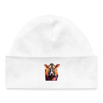 Colorful cow portrait - Baby Organic Beanie - white - Front