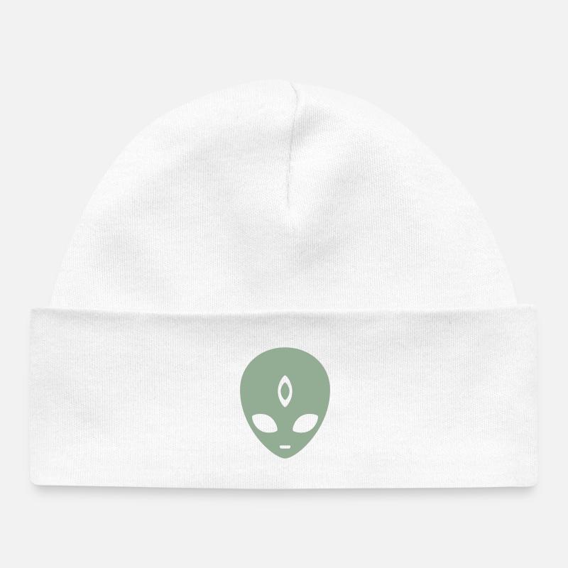 Alien Troisième Œil Minimaliste - Bonnet bébé bio - blanc