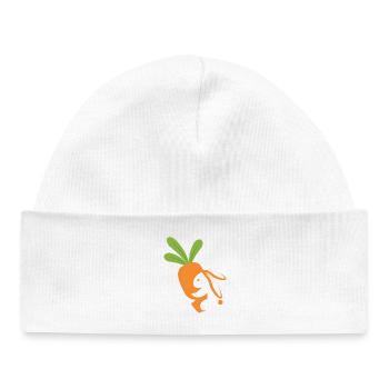 Carotte mascotte souriante - Bonnet bébé bio - blanc - Devant