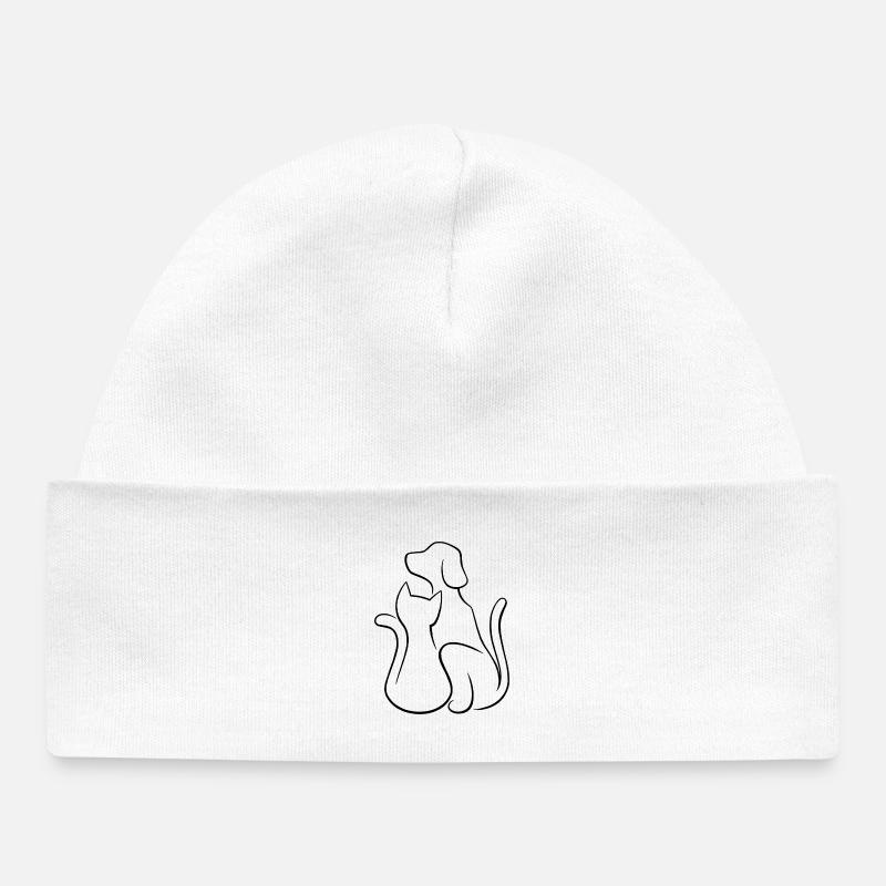 L’amour des animaux par les chiens et les chats - Bonnet bébé bio - blanc