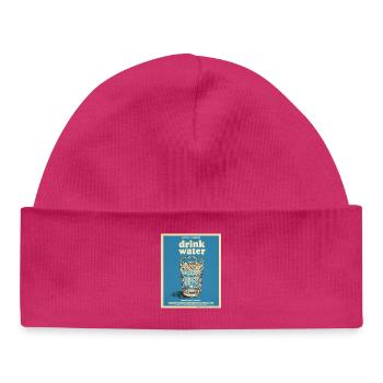 Trink Wasser – Freundliche Erinnerung - Baby Organic Mütze - hot Pink - Vorne