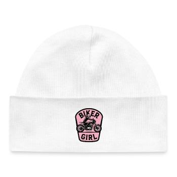 Biker Girl Motorcycle Bikerin - Baby Organic Mütze - Weiß - Vorne