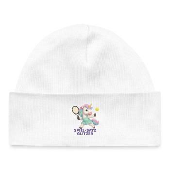Game Set Glitter, Tennis Unicorn, Glam - Baby Organic Beanie - white - Front