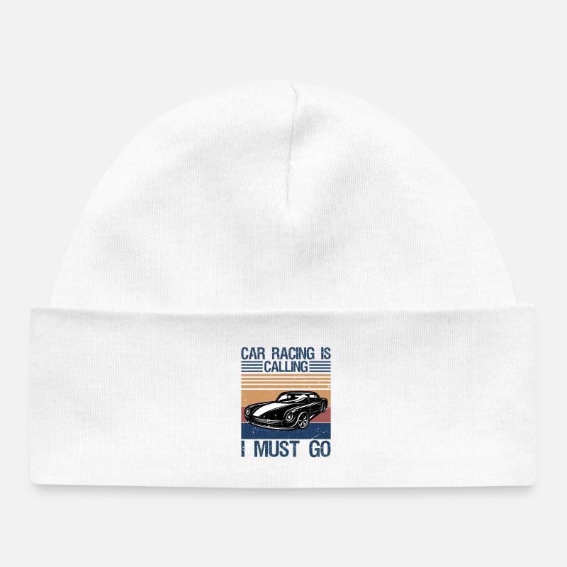La course automobile m’appelle et je dois y aller - Bonnet bébé bio - blanc