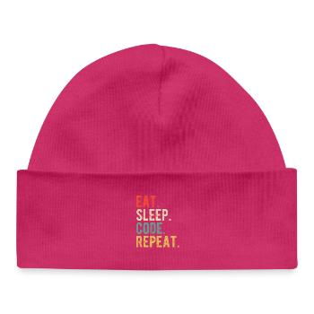 Eat Sleep Code Repeat Programmer Nerd Retro - Baby Organic Beanie - hot pink - Front