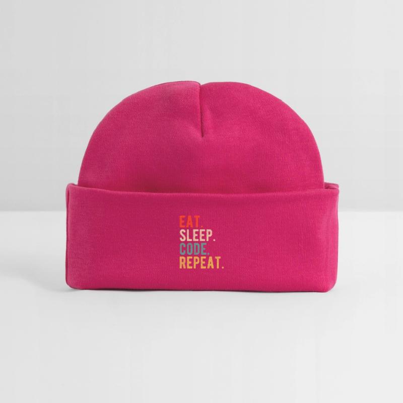 Eat Sleep Code Repeat Programmer Nerd Retro Baby Organic Beanie