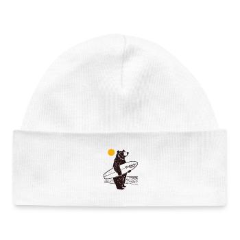 California Surf Bear - Baby Organic Beanie - white - Front