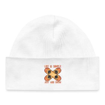 Funny Snowboarding Life Is Simple Just Add Snow  - Baby Organic Mütze - Weiß - Vorne