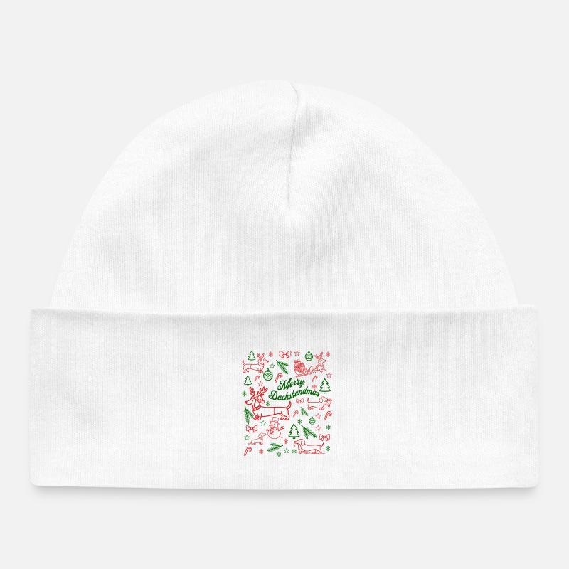 Patron de Noël teckel - Bonnet bébé bio - blanc