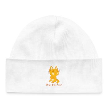 I Don't Care Funny Cat Lover - Baby Organic Beanie - white - Front
