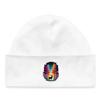 Rainbow forest and luminous deer - Baby Organic Beanie - white - Front