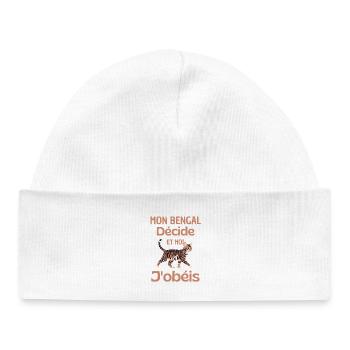 My Bengal decides, I obey - Baby Organic Beanie - white - Front