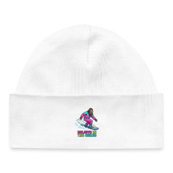 Believe In The Shred! Bigfoot Snowboarder - Baby Organic Beanie - white - Front