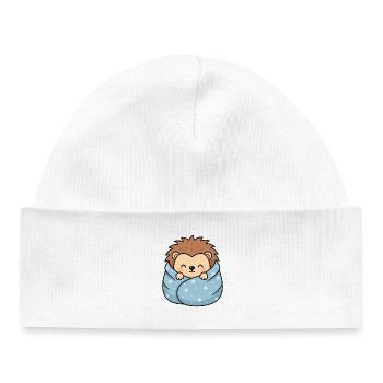 Star-hedgehog cuddle - Baby Organic Beanie - white - Front
