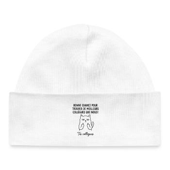 Départ collègue travail nouvel emploi bonne chance - Bonnet bébé bio - blanc - Devant