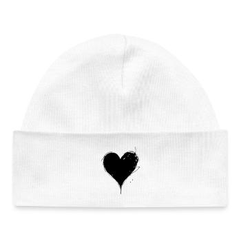 Black Heart, Valentine's Day, Love - Baby Organic Beanie - white - Front