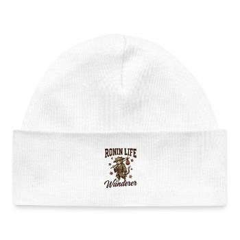 Ronin Life Wanderer Cat Samurai Japanese Ukiyo-e - Baby Organic Beanie - white - Front