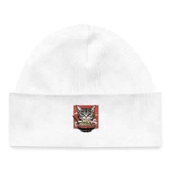 Cat with ramen - Baby Organic Beanie - white - Front