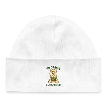 Lama Matcha Rest – No Drama - Baby Organic Beanie - white - Front